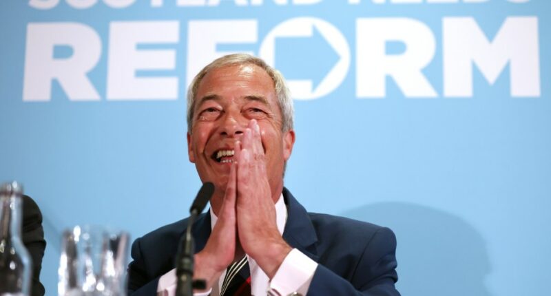 Nigel Farage at a press conference.