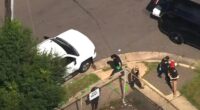 Screenshot of a shooting scene with first responders; one dead, six injured.