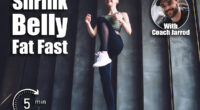 From below of full body slim cheerful female in sportswear doing high knee march step exercise in light spacious gym during workout. The 5-Minute Morning Routine That Shrinks Belly Fat Fast After 50. Cover