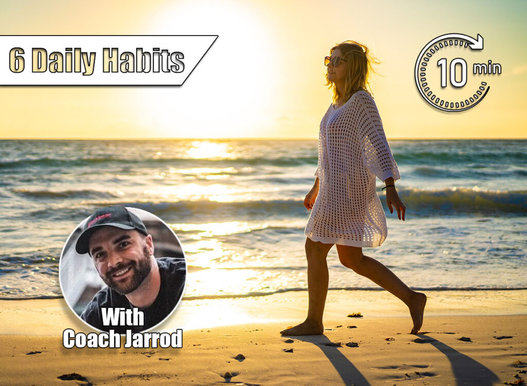 Beach holiday - woman walking on sunny, tropical beach in the morning. 6 Daily Habits That Shrink Belly Fat After 45. cover