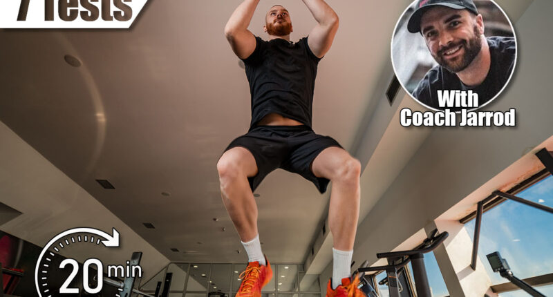 Handsome strong man in gym working out and jumping. The 7 Tests Every Man Over 40 Should Master. Cover,