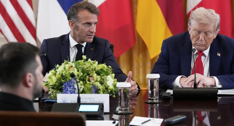 Trump takes playful swipe at Emmanuel Macron as he debuts hair dye job