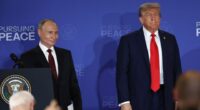 Presidents Putin and Trump at a joint press conference.