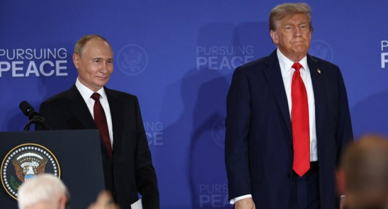 Presidents Putin and Trump at a joint press conference.
