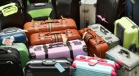 Pile of various suitcases.