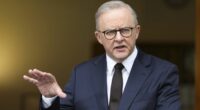 Prime Minister Anthony Albanese at a press conference at Parliament House in Canberra