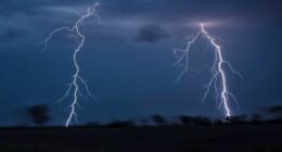 Severe storms swept western NSW on Tuesday bringing heavy rain , strong winds and hail as well as thousands of lightning strikes. Taken near Nyngan Photo Nick Moir 24 Nov 2023