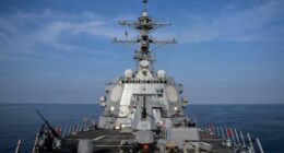 FILE - View of the U.S.S. Gravely (DDG 107) destroyer, Feb. 13, 2024. (AP Photo/Bernat Armangue, File)