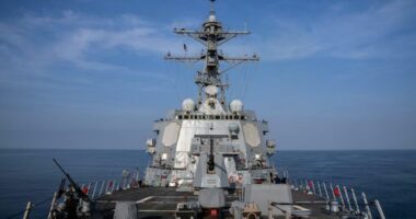 FILE - View of the U.S.S. Gravely (DDG 107) destroyer, Feb. 13, 2024. (AP Photo/Bernat Armangue, File)