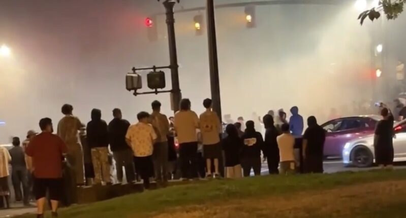 About 100 cars were involved in a street racing takeover in the Lloyd District, August 24, 2025 (Courtesy to KOIN)