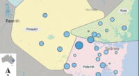 A map of water tested in Sydney by researchers at UNSW, looking for PFAS or 'forever chemicals'.