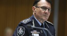 AFP Commissioner Reece Kershaw during a Senate Estimates hearing.