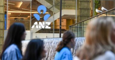 An ANZ logo on one of the bank's offices in Sydney.