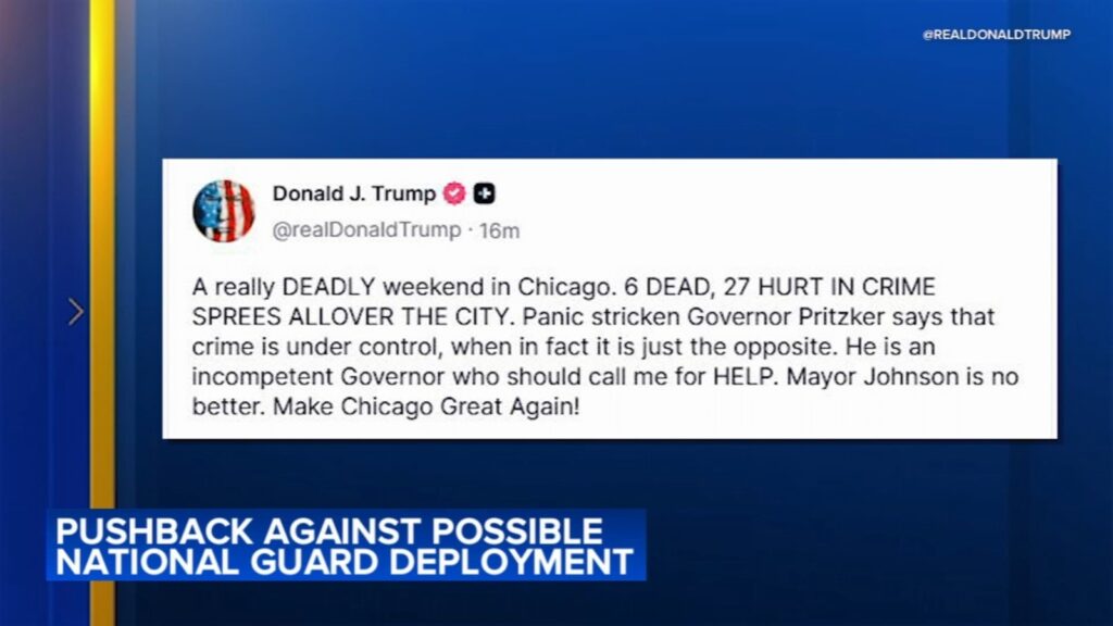 Chicago Latino leaders to push back against President Donald Trump plans to potential National Guard deployment to city