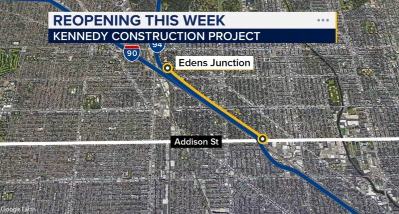 Chicago traffic: I-90/94 Kennedy Expy. construction work zone to partially reopen this week north of Addison Street, IDOT says