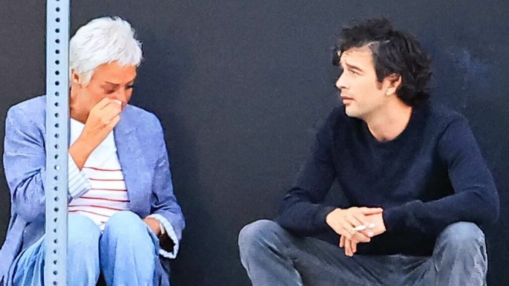 Denise Welch's 'tears' after Taylor Swift swipe: Loose Women star appears to cry in the street and is hugged by son Matty Healy after TV interview backfired