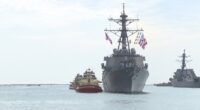 Fire breaks about aboard USS Carney