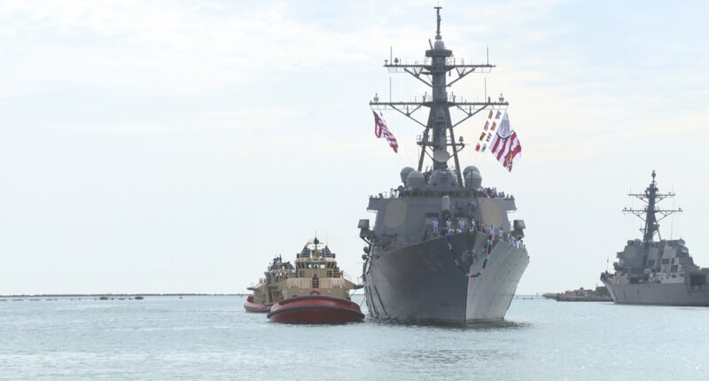 Fire breaks about aboard USS Carney