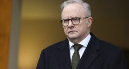 Prime Minister Anthony Albanese during a press conference at Parliament House in Canberra on Monday 11 August 2025. fedpol Photo: Alex Ellinghausen