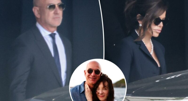 Jeff Bezos gets support from Lauren Sanchez as they arrive hand-in-hand at his mom’s funeral