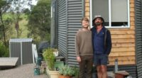 Josh Heins and Manu Bohn built their tiny house on wheels to escape the housing crisis in Bega Valley.