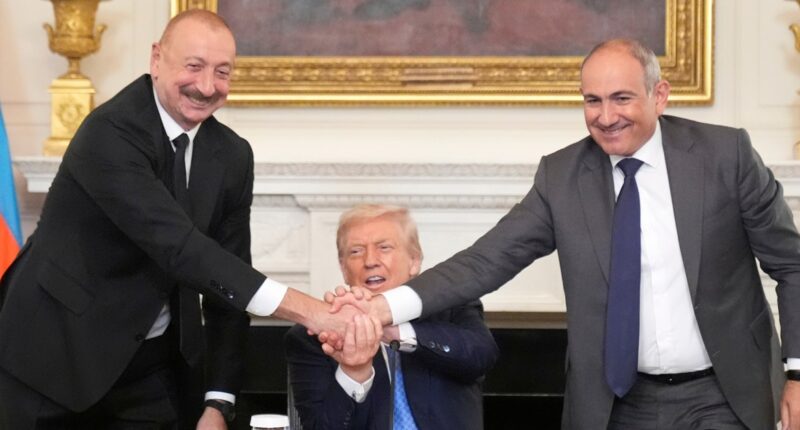 Leaders of Armenia and Azerbaijan shake hands and sign deal at White House peace summit