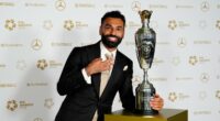 Mo Salah named PFA Player of the Year for a THIRD time after firing Liverpool to glory as he joins Premier League royalty at awards in Manchester with Alexander Isak a no-show