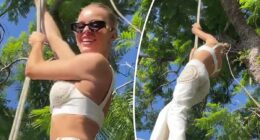 Model Madeline Holtznagel shows off her impressive strength