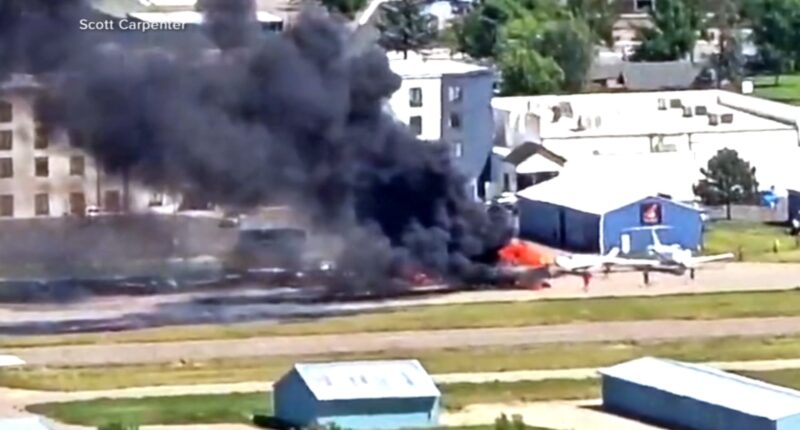 Montana airport plane crash: Socata TBM 700 turboprop crashes into parked aircraft while landing, sparking fire near Kalispell