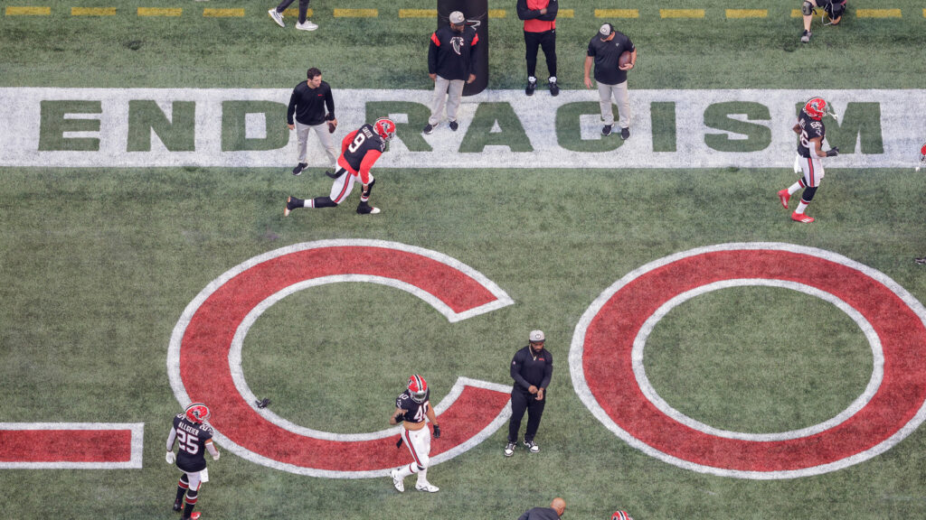 NFL teams will again stencil messages in the end zone, including 'End Racism' and 'Choose Love'