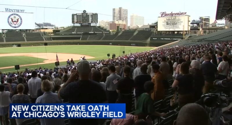 Nearly 1,000 from over 100 countries become American citizens in Chicago Wrigley Field naturalization ceremony