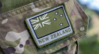A soldier wears a New Zealand army emblem on exercise in the Nausori Highlands in Fiji, Sept. 9, 2022. (Petty Officer Chris Weissenborn/NZ Defence via AP)