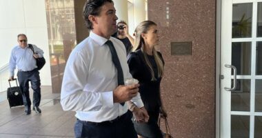 Outback Wrangler star Matt Wright arrives at the Supreme Court.