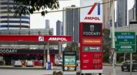 An Ampol petrol station in South Melbourne.