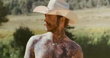 Post Malone drives fans wild as he models Kim Kardashian's SKIMS