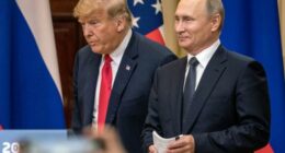 HELSINKI, FINLAND - JULY 16:  U.S. President Donald Trump (L) and Russian President Vladimir Putin arrive to waiting media during a joint press conference after their summit on July 16, 2018 in Helsinki, Finland. The two leaders met one-on-one and discussed a range of issues including the 2016 U.S Election collusion.  (Photo by Chris McGrath/Getty Images) *** Local Caption *** Donald Trump: Vladimir Putin