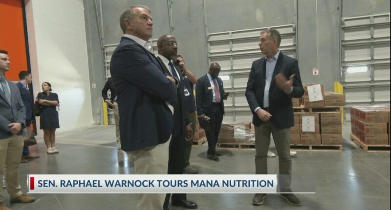 Sen. Raphael Warnock visits Pooler nonprofit warehouse