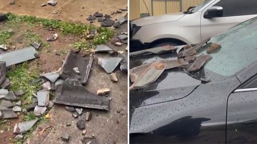 One resident in the Elizabeth area told 9News that he heard a loud bang, only to find his roof had collapsed onto his driveway and over his cars.