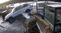 Terrifying moment drunk pensioner drives SUV off wharf and crashes into the sea before dramatic rescue from sinking car