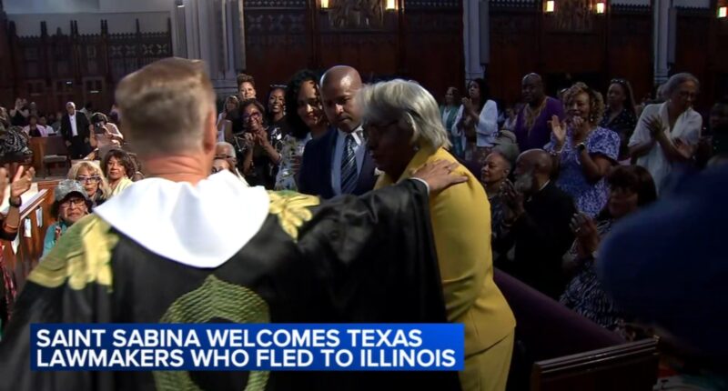 Texas Democrats welcomed to Saint Sabina Church in Chicago, mark 1 week in Illinois protesting redistricting