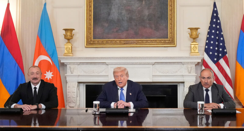 Trump live: President hosts leaders of Armenia and Azerbaijan to sign US-brokered peace deal