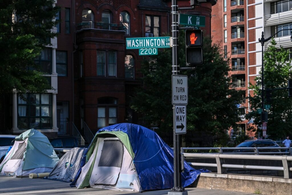 homeless tents on Washington DC street