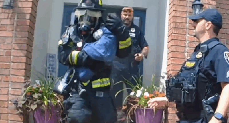 WATCH: Firefighters save baby trapped in basement during house fire