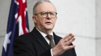 Prime Minister Anthony Albanese during a press conference at Parliament House in Canberra on Monday 11 August 2025. fedpol Photo: Alex Ellinghausen