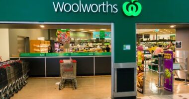 Melbourne, Australia - March 25, 2015: a Woolworths supermarket in suburban Melbourne. Woolworths operates one of the two large national supermarket chains in Australia.
