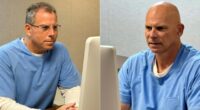 Menendez brothers appearing via video conference at a parole hearing.