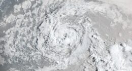 Satellite image of Tropical Storm Erin.