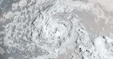 Satellite image of Tropical Storm Erin.
