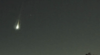 Meteor streaking across the night sky.
