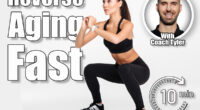 Portrait of a confident asian fitness woman doing squats isolated over white background. 4 Classic Exercises That Reverse Aging Faster Than Cardio. Cover